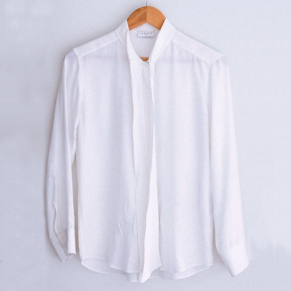 Sandro White Silk Blouse with Tie Front - Picture 3 of 8